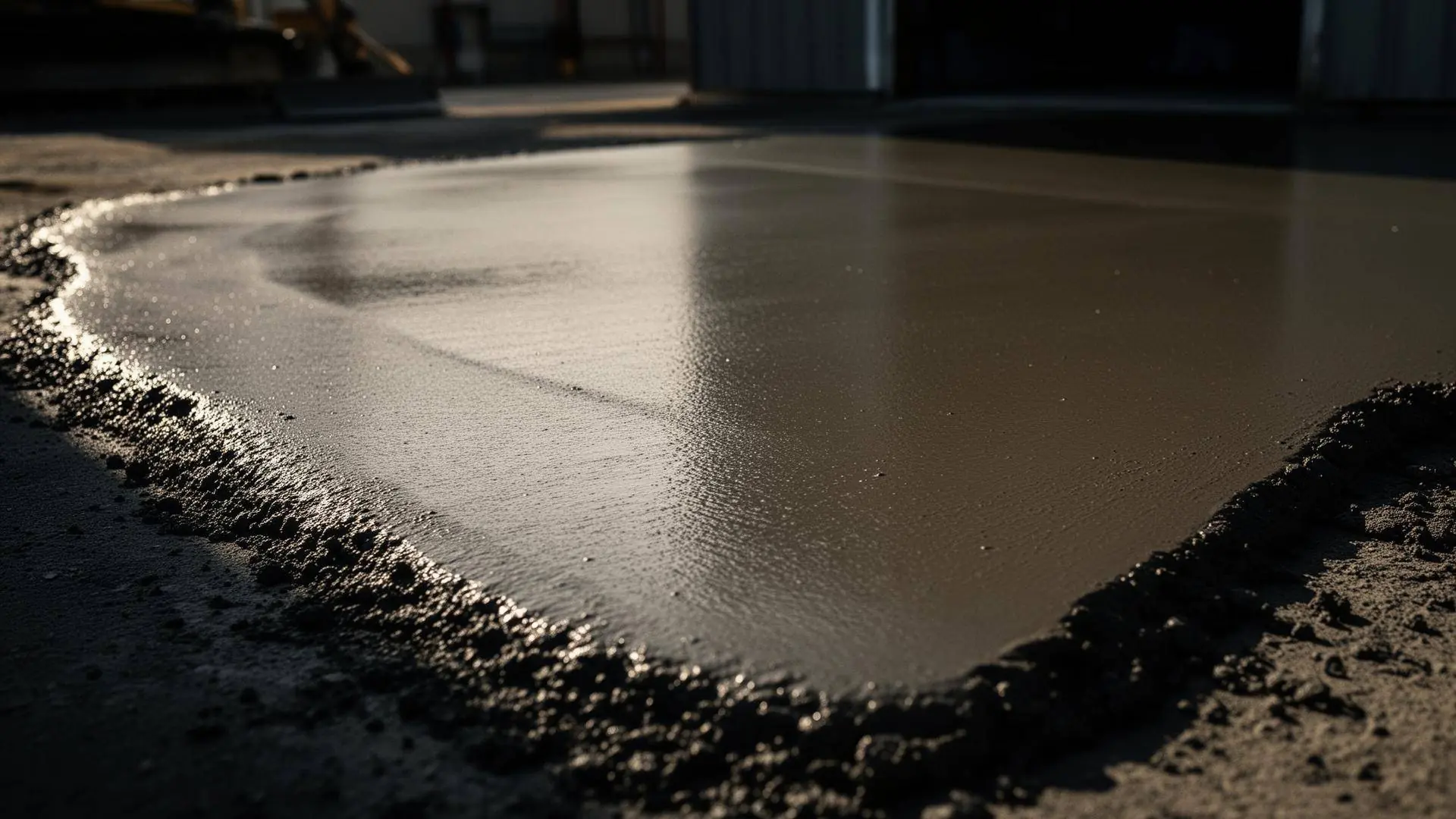 Freshly poured concrete driveway