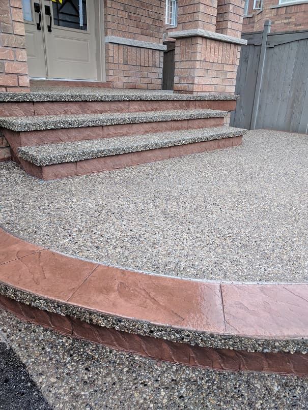 Exposed aggregate front entrance steps