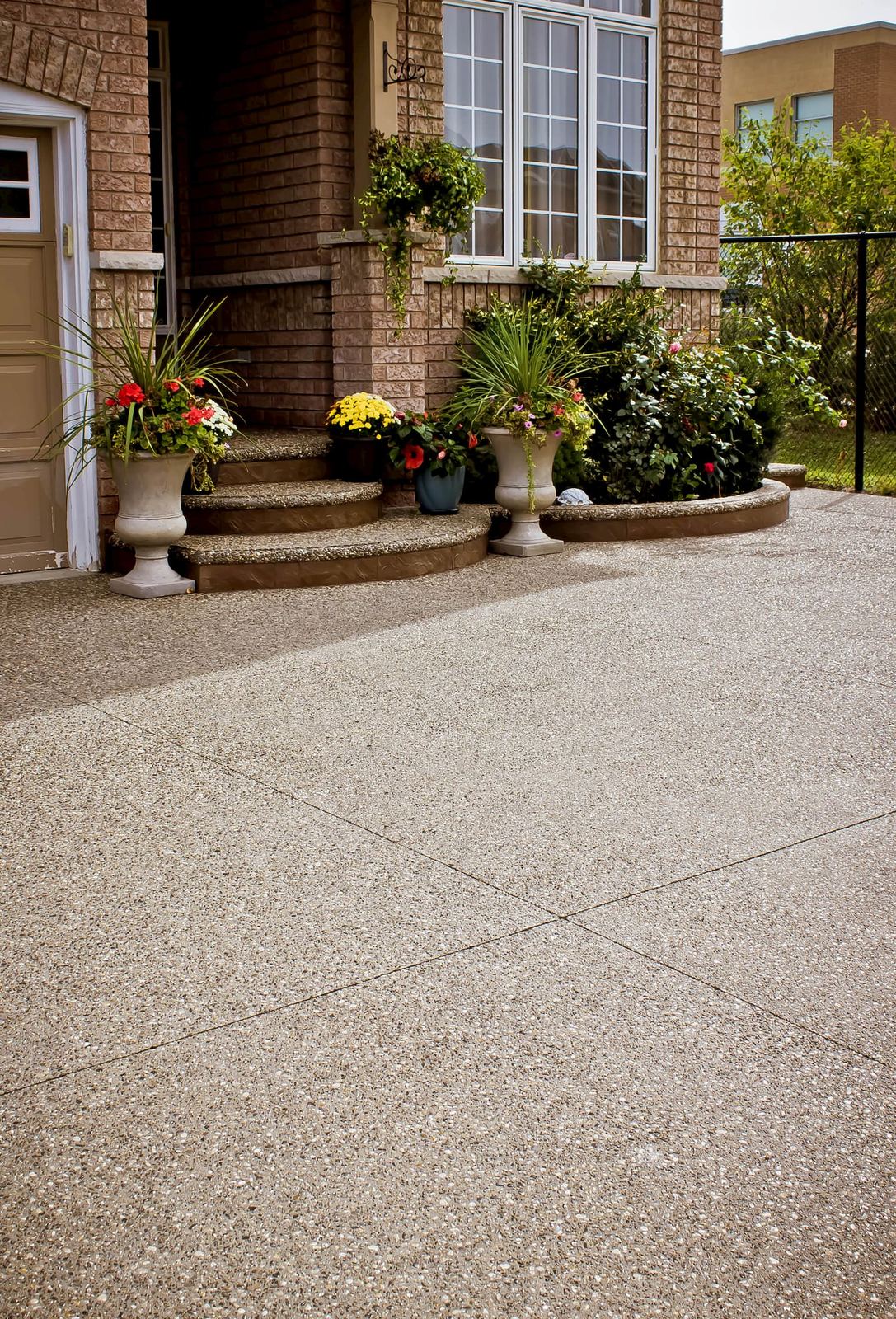 Exposed aggregate walkway at a front entrance